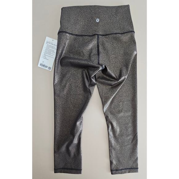 NWT Lululemon Black/Copper Foil Wunder High-Rise Luxtreme Crop 21" Leggings 4 - Picture 8 of 10